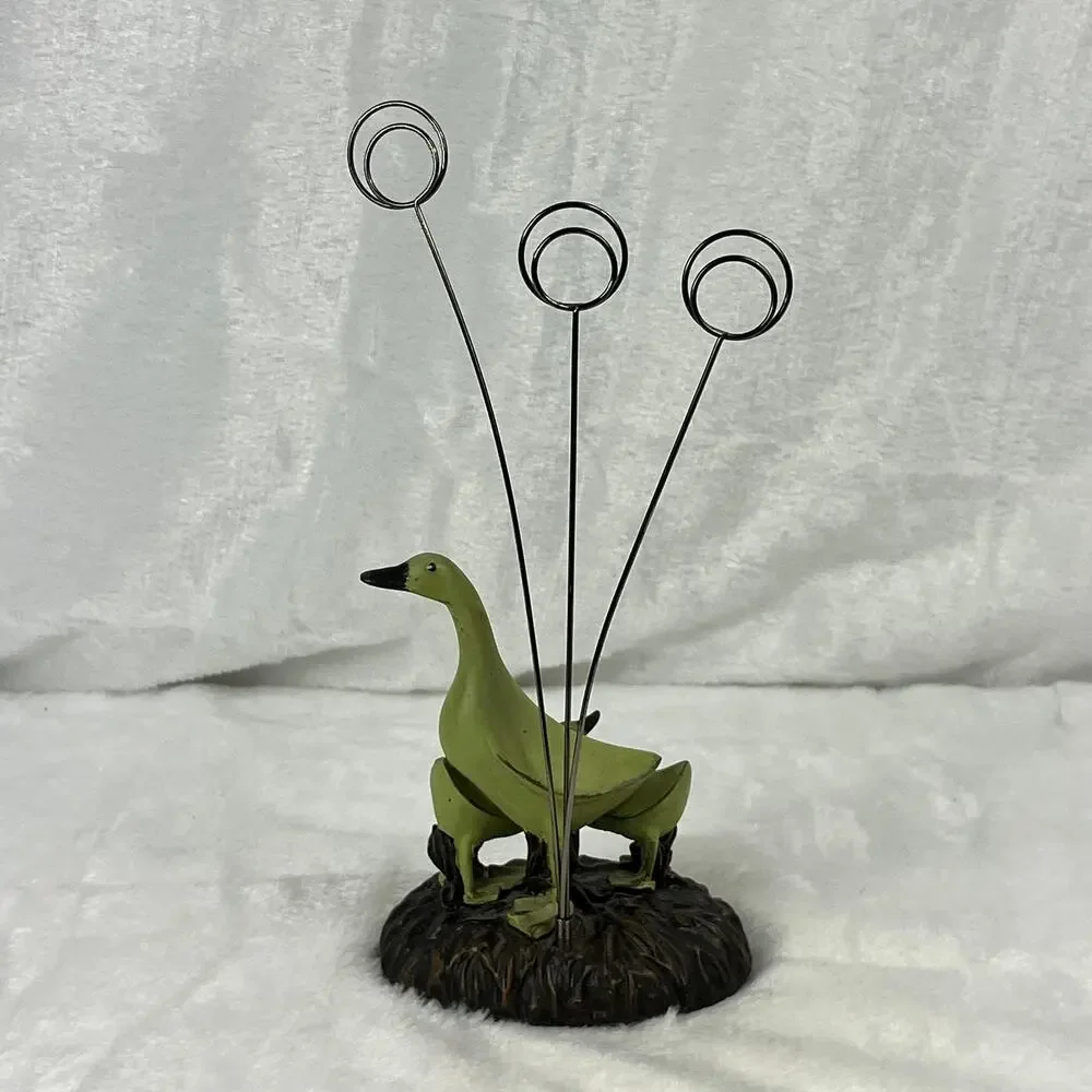 Resin Goose Family Photo Holder Figurine 9.5